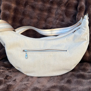 Sac demi-lune fait main velours côtelé beige - 3 tailles - image 6
