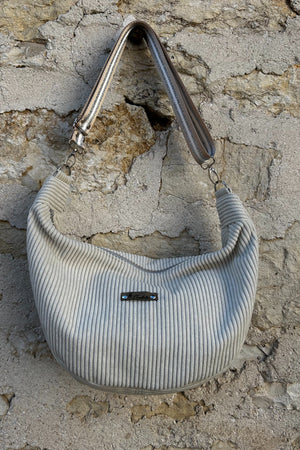 Sac demi-lune fait main velours côtelé beige - 3 tailles - image 3