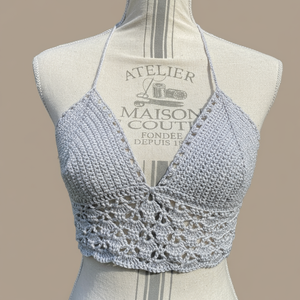 Crop-top crochet coton oeko-tex