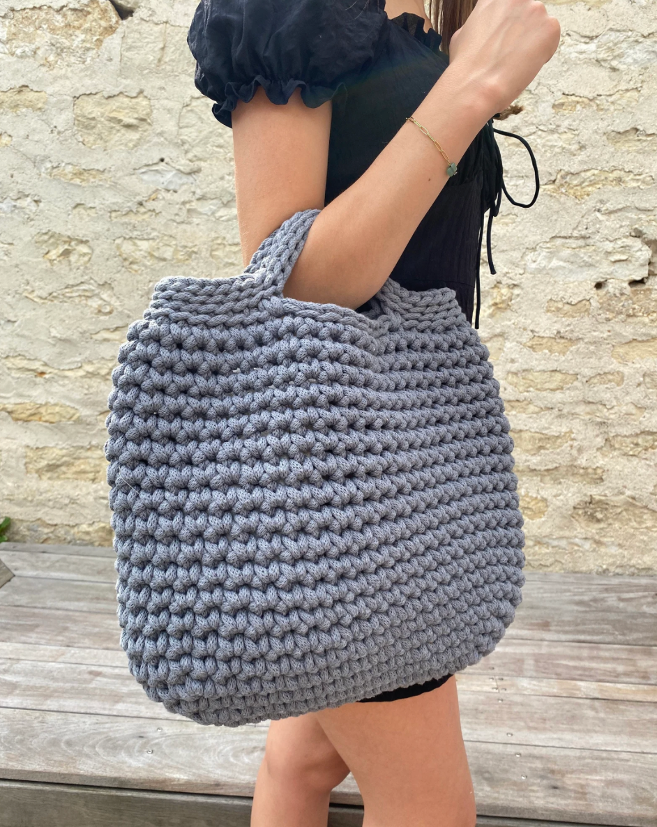 Sac cabas en crochet fil de macramé recyclé style scandinave - image 2