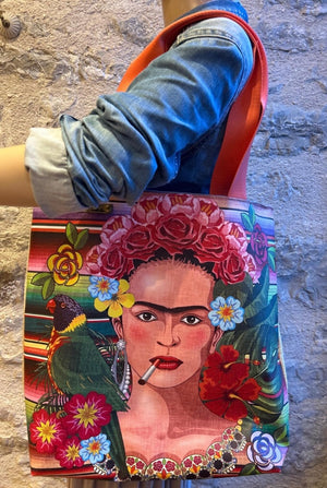 Tote bag double face Frida Kahlo simili cuir et jute - image 3
