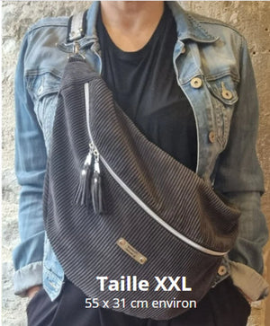 Sac banane tissu velours grosses côtes, réalisation sur commande - image 11