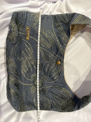 Sac Hobo lin et broderie fil doré, doublé - image 6