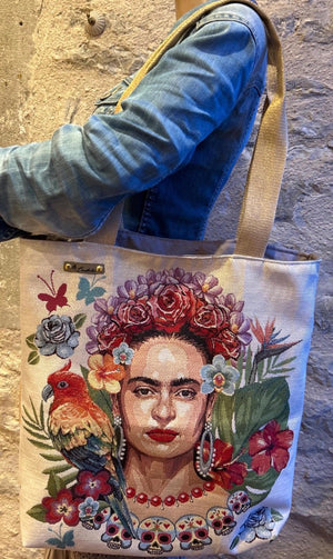 Tote bag double face Frida Kahlo jacquard et jute - image 3