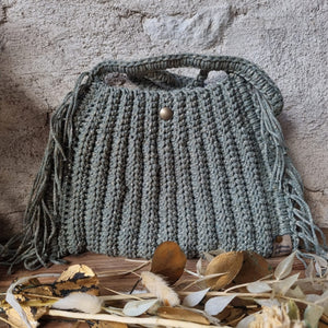 Sac à main en crochet effet pailleté à franges - image 8