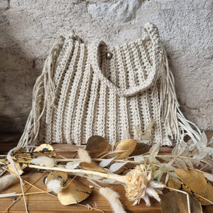 Sac à main en crochet effet pailleté à franges - image 9