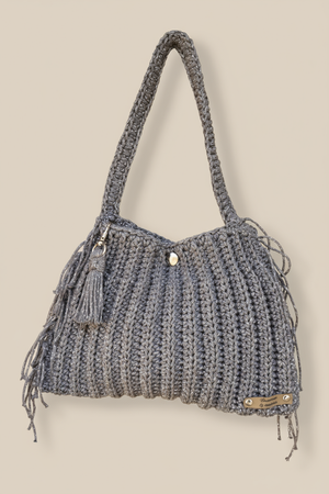 Sac à main en crochet effet pailleté à franges