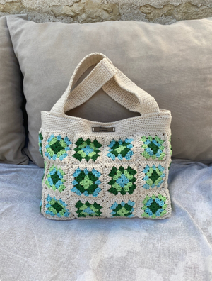 Sac cabas crochet bohème, vert/turquoise - image 4