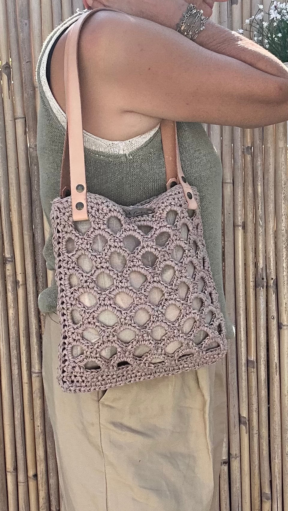 Sac en raphia crocheté à la main – 100 % fil de papier