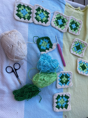 Sac cabas crochet bohème, vert/turquoise - image 10
