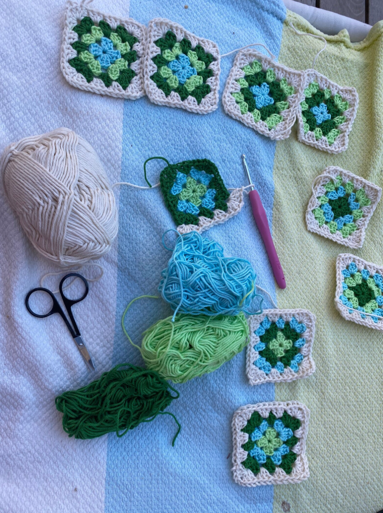 Sac cabas crochet bohème, vert/turquoise - image 10