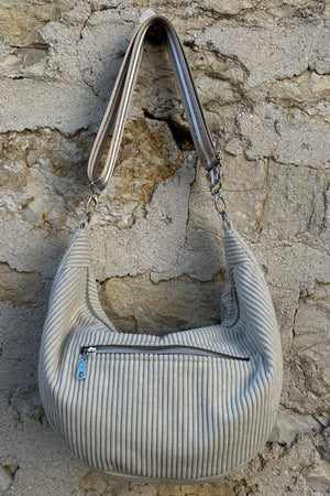 Sac demi-lune fait main velours côtelé beige - 3 tailles - image 4