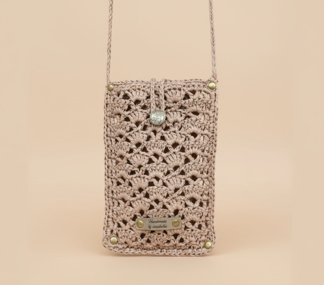 Pochette téléphone crochet/raphia