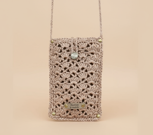 Pochette téléphone crochet/raphia