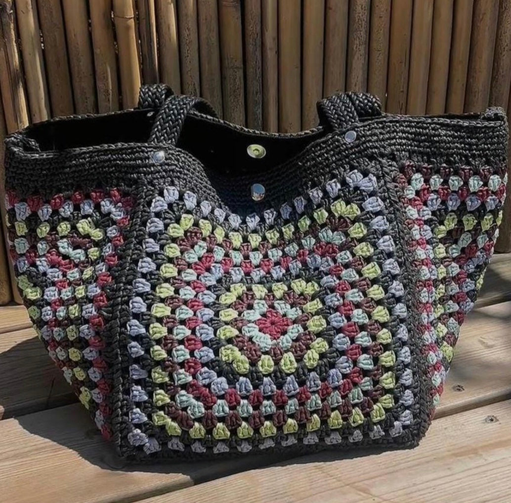 Sac cabas fourre tout en raphia/crochet - image 4