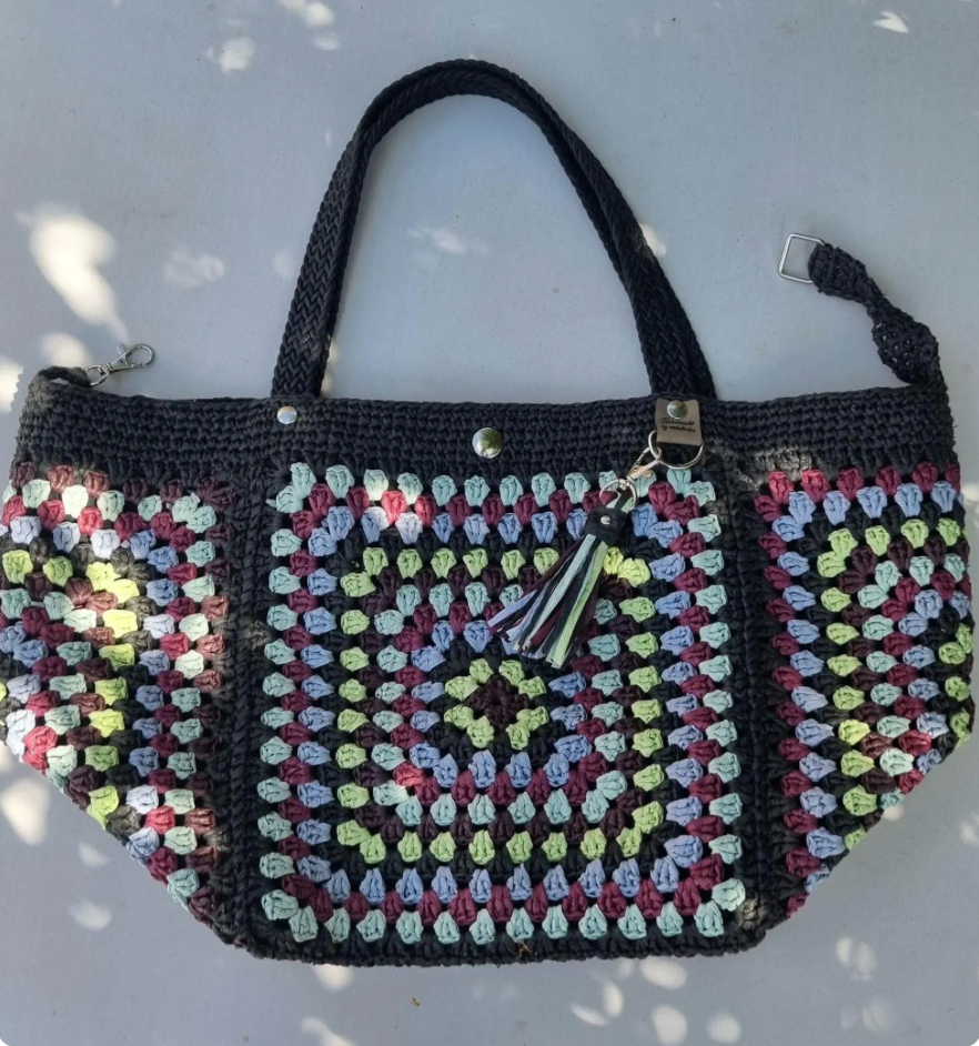 Sac cabas fourre tout en raphia/crochet - image 6