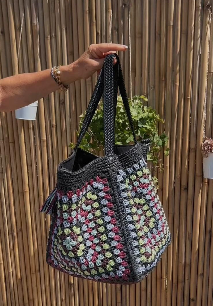 Sac cabas fourre tout en raphia/crochet - image 2