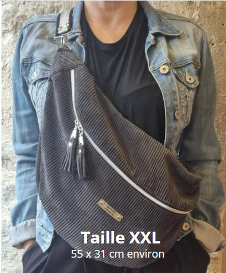 Sac banane tissu velours grosses côtes, réalisation sur commande - image 11