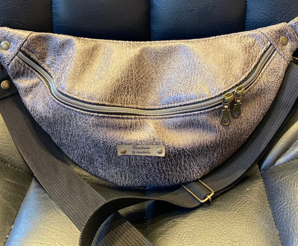 Sac banane fait main simili cuir vieilli - image 7