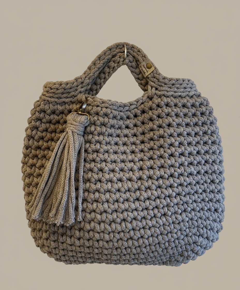 Sac cabas en crochet fil de macramé recyclé style scandinave