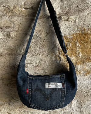 Sac demi-lune fait main jean Levi’s recyclé - image 10