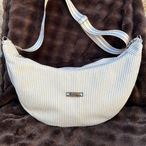 Sac demi-lune fait main velours côtelé beige - 3 tailles - image 5