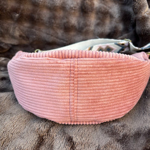 Sac demi-lune fait main velours côtelé vieux rose - 3 tailles - image 10