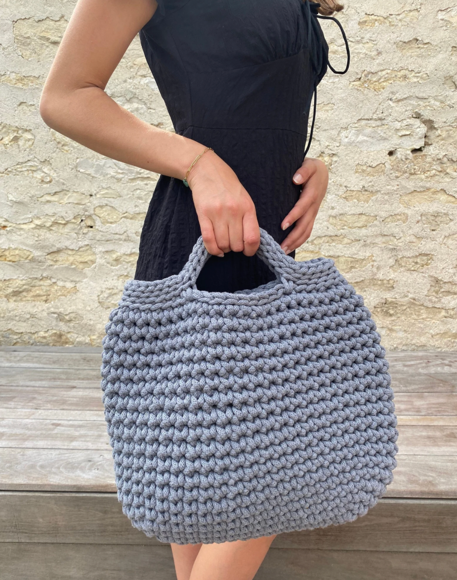 Sac cabas en crochet fil de macramé recyclé style scandinave - image 3
