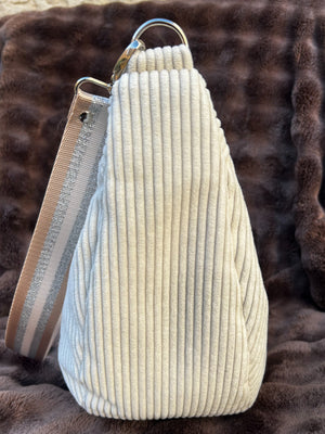 Sac demi-lune fait main velours côtelé beige - 3 tailles - image 7