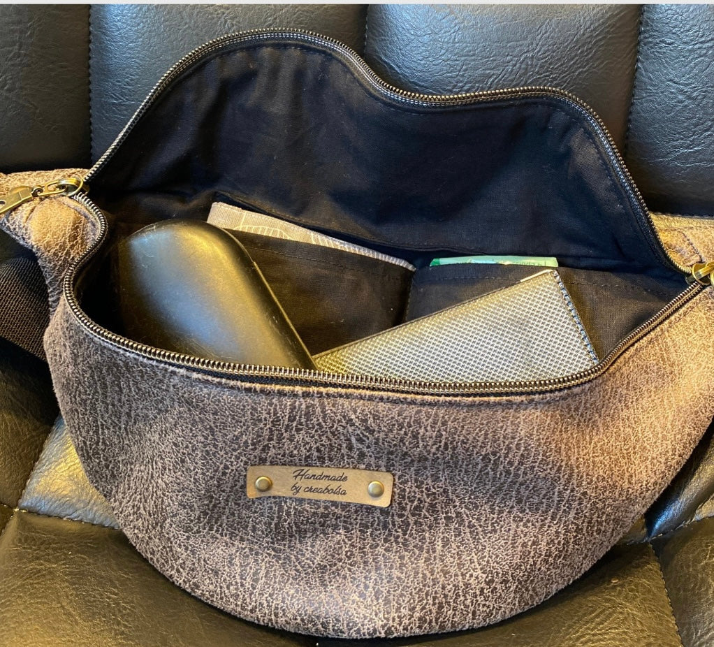 Sac banane fait main simili cuir vieilli - image 6