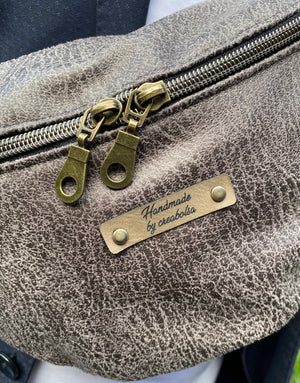 Sac banane fait main simili cuir vieilli - image 5