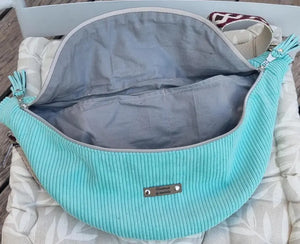 Sac banane velours côtelé vert clair taille XL, sangle amovible et réglable - image 7