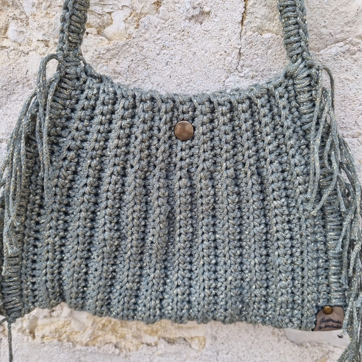 Sac à main en crochet effet pailleté à franges - image 14