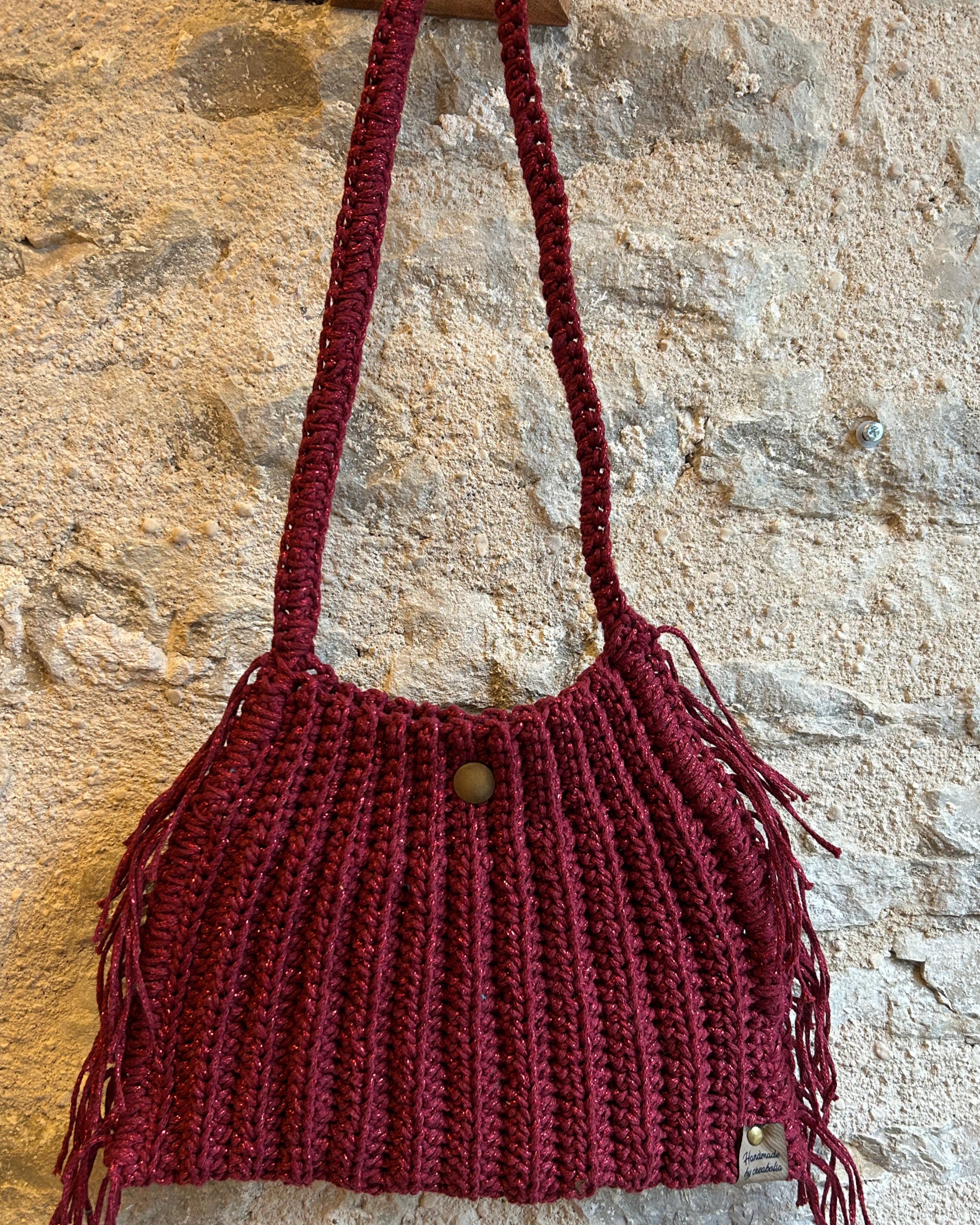 Sac à main en crochet effet pailleté à franges - image 12