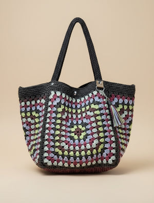 Sac cabas fourre tout en raphia/crochet