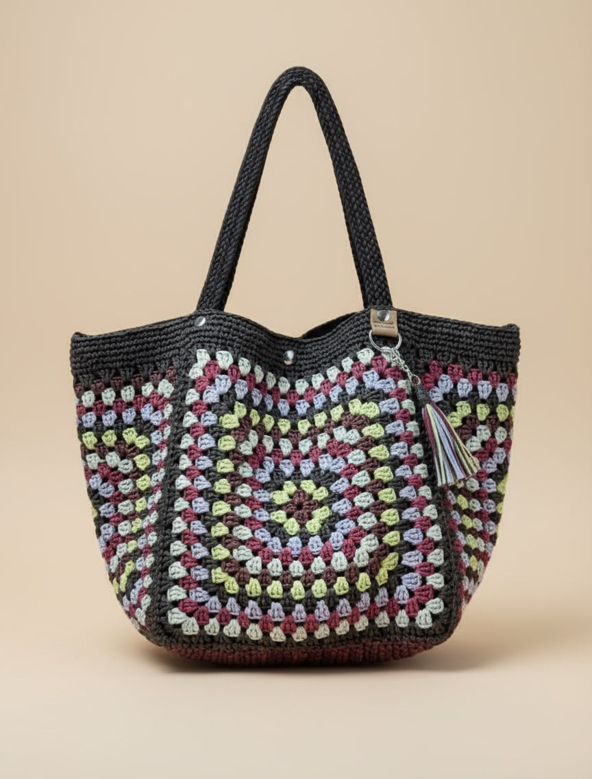 Sac cabas fourre tout en raphia/crochet