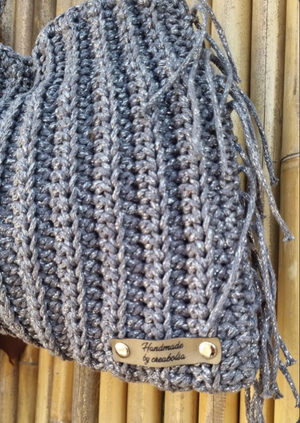 Sac à main en crochet effet pailleté à franges - image 5