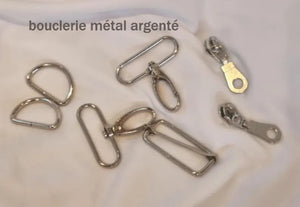 Bouclerie sangle sac banane métal argenté au choix