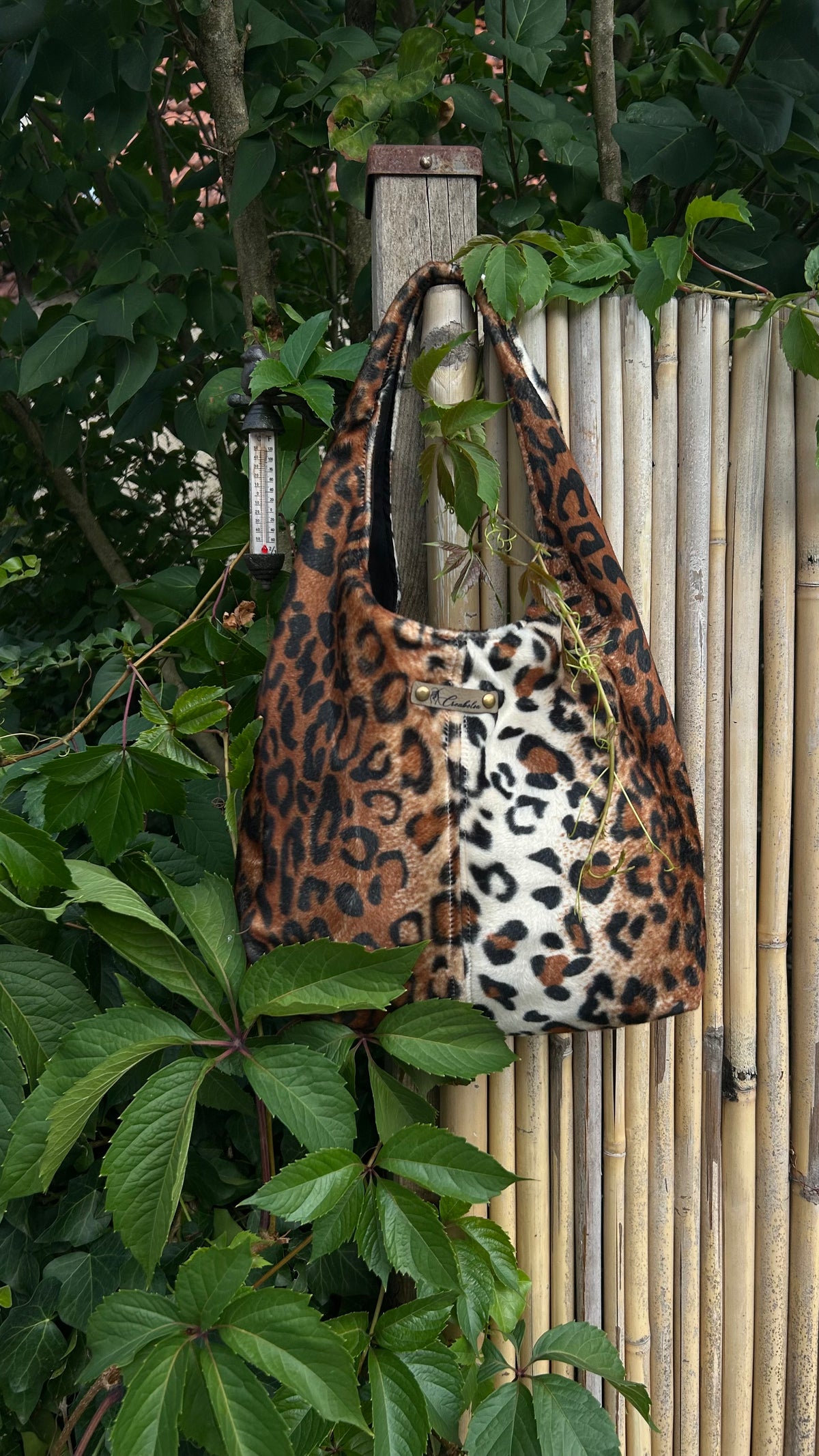 Sac hobo tissu léopard fait main