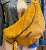 Sac banane fait main en velours côtelé moutarde – création artisanale sur commande - 