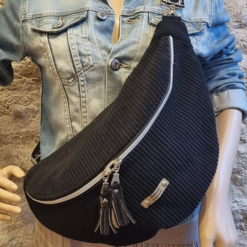 Sac banane fait main en velours côtelé – création artisanale sur commande - 