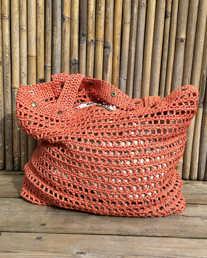 Sac cabas bohème en crochet boutons pression