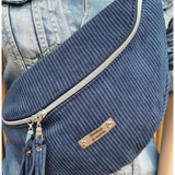 Sac banane fait main en velours côtelé marine – création artisanale sur commande - image 11