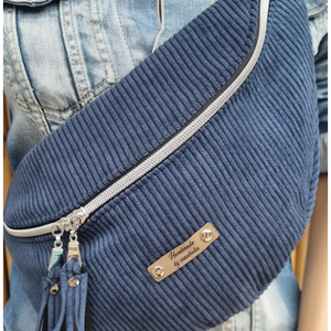 Sac banane fait main en velours côtelé marine – création artisanale sur commande - image 11