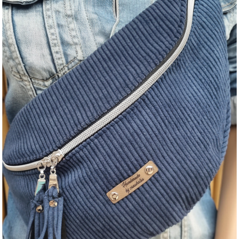 Sac banane fait main en velours côtelé marine – création artisanale sur commande - image 11