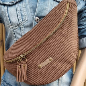 Sac banane fait main en velours côtelé marron – création artisanale sur commande - image 10