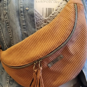 Sac banane fait main en velours côtelé rouille– création artisanale sur commande - image 9