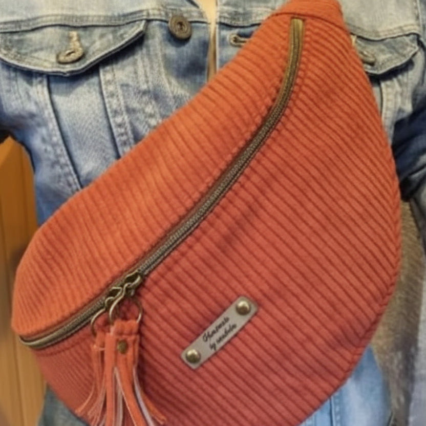 Sac banane fait main en velours côtelé terra cotta – création artisanale sur commande - image 12