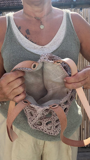 sac raphia crochet fait main doublé 